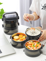 304 stainless steel mesh red lunch box two-layer bento set office workers layered lunch box insulated portable double-layer lunch box