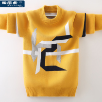 男童毛衣套头秋冬装新款洋气针织衫儿童中大童纯棉加绒加厚线衣潮