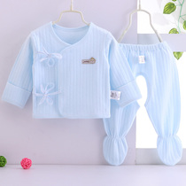 Newborn underwear set Summer and spring baby cotton jacquard lapel bag foot set 0-6 months baby clothes