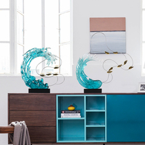 Modern Home European-style Creative Wave Flower Pendulum Pieces Abstract Handicraft Sculptures Xuanguan Art Hotel Sales decorations