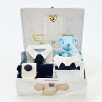 Newborn baby supplies gift box Winter male treasure gentleman cotton one-piece climbing suit Air cotton knitted suit