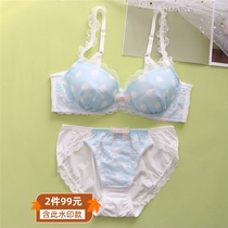 Spring and summer thin underwear set lace edge sweet and lovely student polo point girl bra with steel ring BCDE