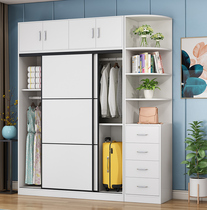 Wardrobe solid wood household bedroom sliding door modern simple locker assembly rental room cabinet storage wardrobe