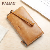 faman men's genuine leather large capacity cowhide handbag casual envelope handbag business handbag men's handbag