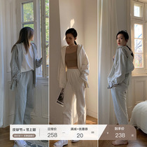 MSBEAST sports suit high density double-strand Terry cotton hooded sweater coat women spring three-piece thin