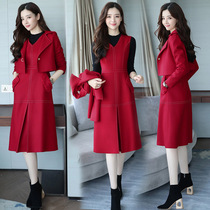 Wool dress 2019 autumn and winter new popular womens fashion waist high cold royal sister air quality skirt tide