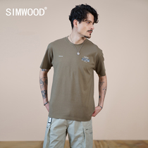 Simwood jane wood mens clothing(loose version) summer new chest cashew flower print short-sleeved T-shirt men
