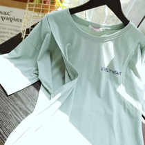 Feeding clothes Summer short-sleeved small fresh double-sided opening without zipper postpartum Baomao breast milk T-shirt maternity clothes tide mom