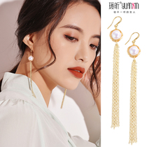 No ear clip female natural freshwater pearl long tassel temperament Super fairy ear hook cold style French ear ornaments