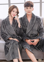 Japanese Sleeping Robe Womens Autumn Winter Coral Suede Bath Robe Couple Thicken Plus Suede Long Warm Flannel Suede Pyjamas