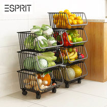 ESPRIT shelf Kitchen supplies shelf Storage rack Shelf Floor-standing multi-layer vegetable basket with universal wheel