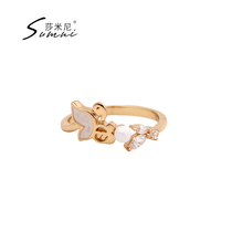 sumni shimini 18K bag gold artificial pearl enamel spring summer new products fashion brief frescoed opening ring