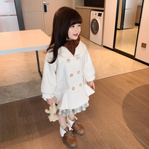 Girls thick cotton coat 2021 Winter Dress Korean childrens autumn and winter long sweet baby woolen coat