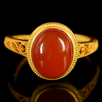 2 76 gr RINGS FINE SOUTH RED AGATE S925 INLAID RING ADJUSTABLE