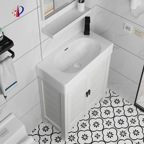 Bathroom cabinet small household bathroom bathroom washbasin floor-to-ground corner mini-narrow long-type wash basin combination