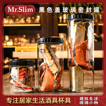 Mr Slim black cover storage tank glass sealing tank liquorice pot coffee cans Cereals Cans Tea storage tanks