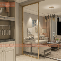 New Chinese style light luxury screen custom modern door partition art glass custom living room stainless steel sandwich glass
