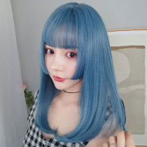 Princess cut wig Female medium long hair Air bangs natural net red face repair Ji hair style Short hair Japanese full headgear style