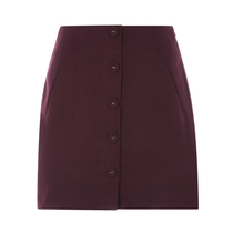 SUNCOO mixed material ladies fuchsia slim mini skirt