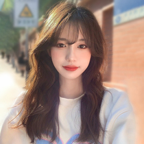 Wig Woman Long Hair Natural Full Headgear Simulation Round Face Long Curly Hair Net Red 2021 Fashion New Wig Sleeve