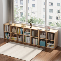 Bookcase containing cabinet integrated display case original wood color lattice cabinet living room floor bookshelf shelves floating window short cabinet