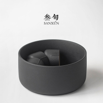 Three-year black pottery tea wash large Cup wash pen wash household ceramic water Tea slag tank Japanese Zen tea accessories