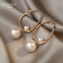 Light luxury atmospheric high-grade earrings pearl earrings 2021 New Tide niche design sense earrings Guliya