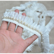 Pleated pleated Chiffon beads Clothing sweater neckline Cuffs Curtains three-dimensional lace trim accessories