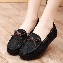 2021 summer New hollow mesh single shoes old Beijing cloth shoes women casual pregnant women mother flat Bean shoes women