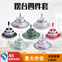 A5 Melamine Tableware Swing Table Hot Pot Four Pieces Hotel Upscale Hotel Suit Imitation Porcelain Plastic Bowl Chopsticks Spoon Cup Dish