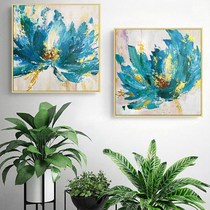 Oil Painting Hand-painted Blue Petals Two Living-room Hanging Painting Sofa Background Wall Hallway Modern Decoration Painting house frescoes