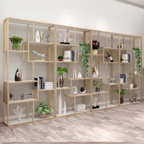 Nordic wrought iron bookshelf simple living room shelf office bookcase solid wood display storage rack Net red partition