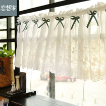 Korean style pastoral white cotton plant high-grade lace embroidery half-curtain decorative curtain kitchen curtain cabinet curtain short curtain