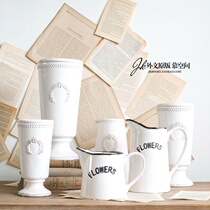 JK Mu space hot sale American Nordic ceramic printing English kettle trophy living room decoration hydroponic ornaments vase