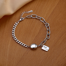 925 sterling silver letter bean bracelet female Korea East Gate design sense niche cold Net Red simple ins tide