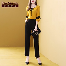 Danielle socialite temperament set trousers women autumn 2021 new foreign style high waist two-piece jacket pants