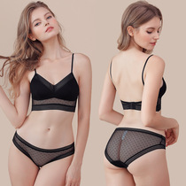 2021 new backless underwear French sexy without steel ring thin set lace U-shaped back bra skin tone