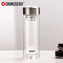 Shanghai Qingshui business glass cup tea cup SM-8341 double thickened heat-resistant transparent cup with tea leakage