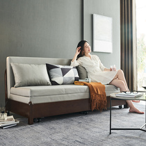 Solid wood sofa bed dual-use foldable sitting small apartment single multi-function Nordic living room double Technology cloth