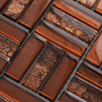 (Linus) Gold foil glass mosaic puzzle background wall tile toilet pastoral mosaic