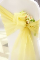 Recommended yellow red wedding celebration chair back glass yarn bow chair back Flower gauze ribbon ribbon ribbon