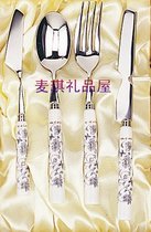 South Korea imported kitchen Western tableware gray phalaenopsis ceramic thickened stainless steel spoon steak knife western fork