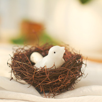 zakka mini hemp silk rattan woven bird nest Cute bird nest hand-woven home decoration photo props