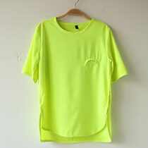 Summer new commuter bright color crew neck medium long short-sleeved chiffon shirt Korean version of womens large size chiffon shirt top