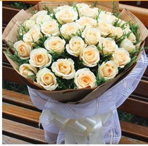 19 champagne roses Shanghai florist in the same city to send flowers birthday greetings bouquets girlfriends lovers flowers Express