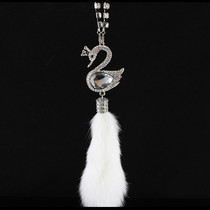 Car Swan pendant car crystal hanging decoration cute rearview mirror car car hanging rhinestone decoration fox hair