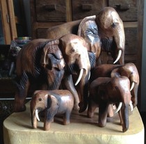 Thai import-solid wood carving-town house to attract wealth beast-2 inch 3 inch 5 inch 6 inch 8 inch 10 inch-Elephant