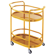 Stainless steel titanium long round hotel wine cart European service trolley Mobile snack cart Mobile beverage cart