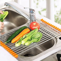 Kitchen rack drain rack stainless steel folding sink washing shelf water filter rack dishwashing tank bowl tray rack