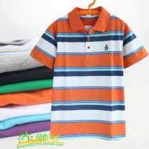 Boy turned over short sleeve T-shirt CUHK child sweatshirt pure cotton boy Summer Costume Multicolored Striped Dress